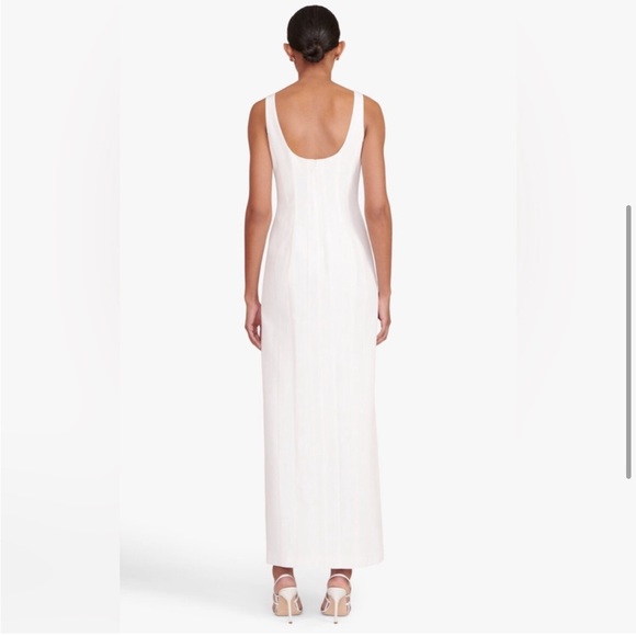 STAUD White Cotton Blend Portrait Dress Maxi/Midi Straight Slit - Picture 8 of 11